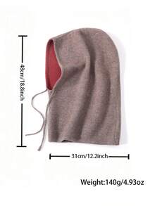 1pc Unisex Wool Knit Reversible Windproof Warm Breathable Knit Hat, Ski/Cycling Neck Gaiter, Balaclava Hoodie, Couple Style - Multicolor - View 2