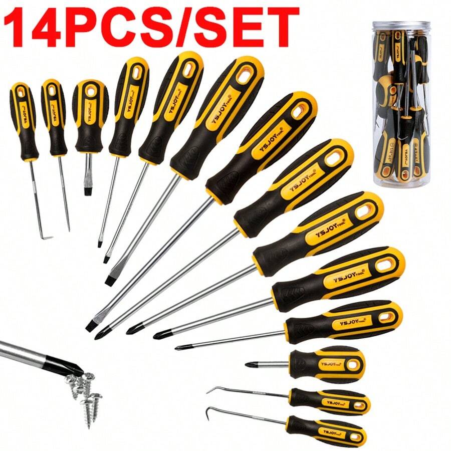 14pieces Premium Magnetic Screwdriver Set Cross-Head Flat Heads Precision - Multicolor - View 1