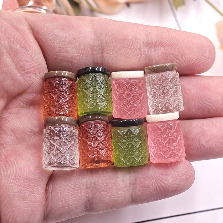 1/4/5/10pcs Vintage Style Simulation Sealed Jars, Multi-Color Realistic Storage Bottles, Delicate Patterned Small Vases, Handmade DIY Decor Props