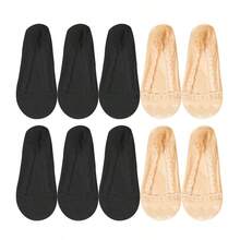 5双夏季女学生舒适可爱轻便透气底部防滑浅口隐形蕾丝船袜 - 彩色 - 查看 10