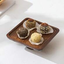 1pc Minimalist Retro Wooden High Heel Shaped Tray, Round/Square Dessert Display Stand, Bamboo High Heel Fruit Plate For Living Room - Multicolor - View 2