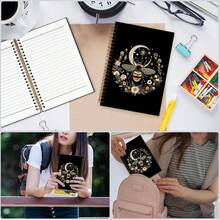 Nvucamd Gothic Bee Spiral Notebook, Bees Floral Journal Notebook, Witchy Bee Themed Journaling Notebooks For Women, Gothic Bumble Bees Gifts Office Supplies, 5.5x8.3Inch - 蜜蜂 - 查看 4