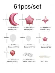 61pcs/Set Moon, Star, Cloud Balloon Garland Party Decoration Background Wall Decor - Multicolor - View 9