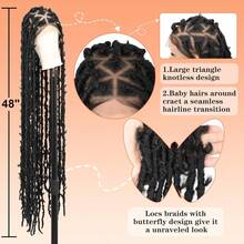 全双层蕾丝前三角无结辫子假发，带婴儿发，47英寸超长辫子假发，蝴蝶蕾丝前额编织假发