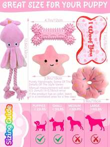 Valentine's Day Gift Set Includes: Cute & Fun Dog Chew Toys With Squeaker, Pink Bone Combo, Small Dog Chew Toys Suitable For Small & Medium Pets, Lollipop Gifts, Valentine's Day & Christmas Gifts - Multicolor - View 2