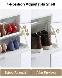 Shoe Cabinet With 3 Flip Drawers, Slim Wooden Shoe Storage Organizer For Entryway, Hallway & Living Room, Space-Saving Hidden Shoe Rack With Adjustable Shelves, Modern Entryway Furniture - 白色 - 查看 7