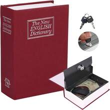 Decorative Book Safe Box With Key Lock, Faux Book Storage Box For Home Bookshelf, Store, Piggy Bank, Documents, Black - Red - View 12