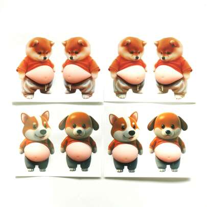 2张全新可爱狗狗捏捏乐减压贴纸，3D趣味肚皮捏捏乐贴纸，生日礼物，完美礼物，收藏品，爱好，送礼佳品