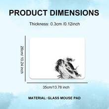 Glass Pad With Ink-Style Anime Chinese Classical Art Design, Hard Gaming Mouse Pad For PC, Smooth Control, Dominate The Game, Endless Durability, Special Glass Surface With Improved Precision&Speed - Black and White - View 12