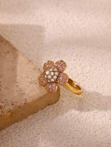 金色戒指，独特酷炫三指锆石链形设计，嘻哈风格百变戒指，不锈钢配饰，男女皆宜，馈赠佳品。 - JZ9066 - 查看 4