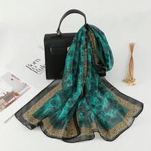 Chiffon Printed Silk Scarf Women's Scarf Thin Versatile Sunscreen Shawl Shawl - 1#哈青 - 查看 1