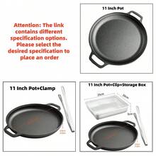 Multi-Function Cast Iron Non-Stick Griddle Cast Iron Pot , 28cm/11in Wok Even Heat Distribution,Durable And Warp-Resistant,Rust-Proof,Oven Suitable For Pizza,BBQ,Camping,Perfect Gift For Housewarming And Kitchen Enthusiasts. - Black - View 9