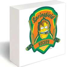 Springfield Hockey Cartoon Character Decorative Wooden Box - Vibrant Shield-Shaped Emblem With Cartoonish Character, Ideal For Collectibles Or The Simpsons Fans - White - View 6
