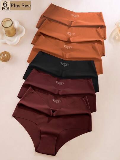 Aofeiqike 6pcs/Pack Plus Size High Waist Seamless Briefs, Comfortable Breathable Cooling Invisible Panties