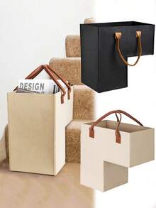 Giỏ đựng đồ hình chữ L với tay cầm bằng da PU và lớp lót nỉ, lý tưởng để đựng quần áo, đồ chơi, sách trong phòng ngủ, phòng khách, văn phòng và các không gian trang trí nhà cửa khác. - Nhiều màu - Xem 1