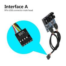 Cable Divisor de Cabecera USB de 9 Pines para Placa Base, Macho 1 a 4 Hembras, Longitud 28cm con Pantalla de Cable, Resuelve Falta de Interfaces - Multicolor - Ver 5