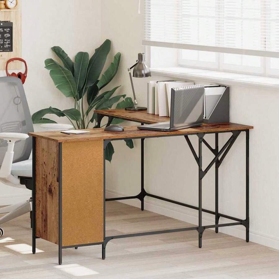 vidaXL Bureau Bois Ancien 141 x 141 x 75 cm Legno d'ingegneria - Castano - Visualizzare 1