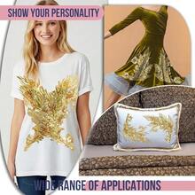 [Free Shipping]Silvora Pair Embroidery Phoenix Costume Sequin Appliques Patches, Peacock Feather Tail Applique Embellishments For Dance Dresses,Clothes,T-Shirt,Neckline Bodice Pants (Gold) - 金子 - 查看 7