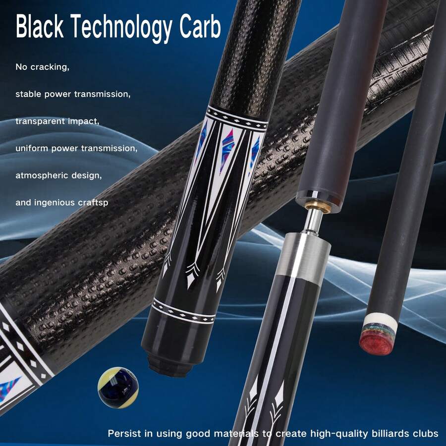 58英寸碳纤维台球杆 - 12.5毫米杆头，19-21盎司，高硬度和高精度，适用于专业比赛，可拆卸杆头，适用于斯诺克、休闲台球、英式台球、中式台球、8球和9球