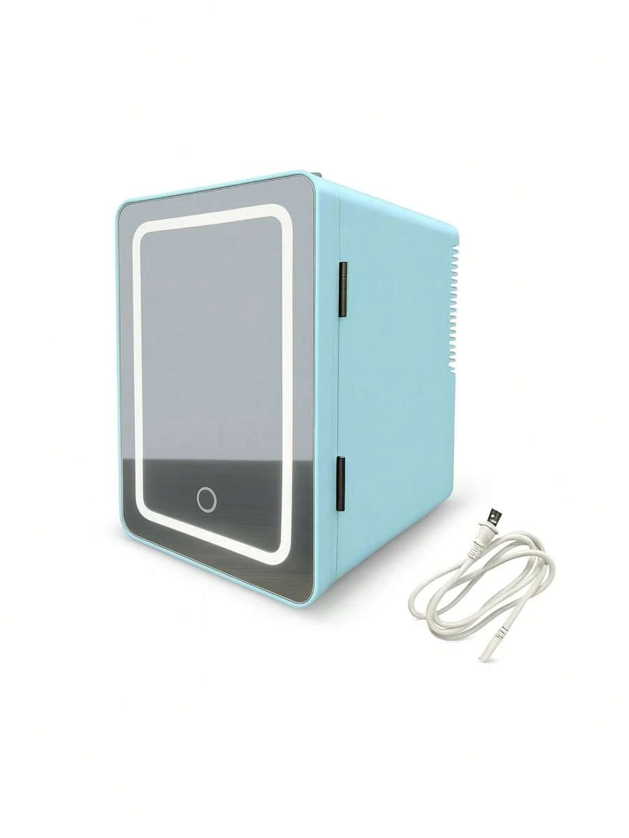 Mini Refrigerador con Espejo LED, Capacidad de 4L, Estante Extraíble y 2 Alturas. Ideal para Skincare y Oficina. Bluelander - Celeste - Ver 1