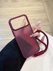 1pc Burgundy Short Lanyard Soft Matte Transparent Phone Case Compatible With IPhone 17, 17 Pro, 17 Air, 17 Pro Max, 11, 11 Pro, 11 Pro Max, 12, 12 Pro, 12 Pro Max, 13, 13 Pro, 13 Pro Max, 14, 14 Pro, 14 Plus, 14 Pro Max, 15, 15 Pro, 15 Plus, 16, 16 Pro, 16 Pro Max, 16 Plus - Burgundy - View 6
