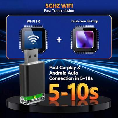 A Wireless 2-In-1 CarPlay And Android Auto Adapter, Compatible With IOS 10+ And Android 11+ And Above Versions, Suitable For 90% Of Mobile Phones, No Battery Required, Plug And Play, No Delay, Including Two Adapter Cables