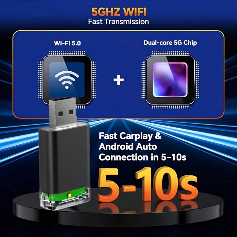 A Wireless 2-In-1 CarPlay And Android Auto Adapter, Compatible With IOS 10+ And Android 11+ And Above Versions, Suitable For 90% Of Mobile Phones, No Battery Required, Plug And Play, No Delay, Including Two Adapter Cables - TA-b01 - View 1