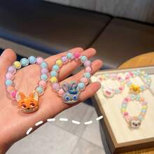 Disney Pulsera de pareja linda con cuentas de colores de gelatina y diseño de Zootopia - Multicolor - Ver 5