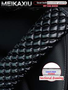 MEIKAXIU 1pc/2pcs PU Leather 3D Diamond Grid Car Seat Belt Shoulder Pads, Auto Interior Accessories - Bubble Checkered PU Leather - View 2