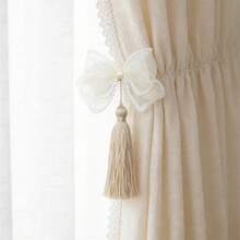 Borlas de lazo para decoración, elegantes perlas para decoración de habitación, adorno colgante para cortina y almohada. - Blanco - Ver 3