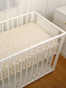 1pc Baby Crib Fitted Sheet Elastic Band On The Back To Prevent Displacement Cute Cartoon Design For Babies Cribs Infant Breathable Soft Microfiber Bed Cover Cot Essentials - Multicolor - View 8