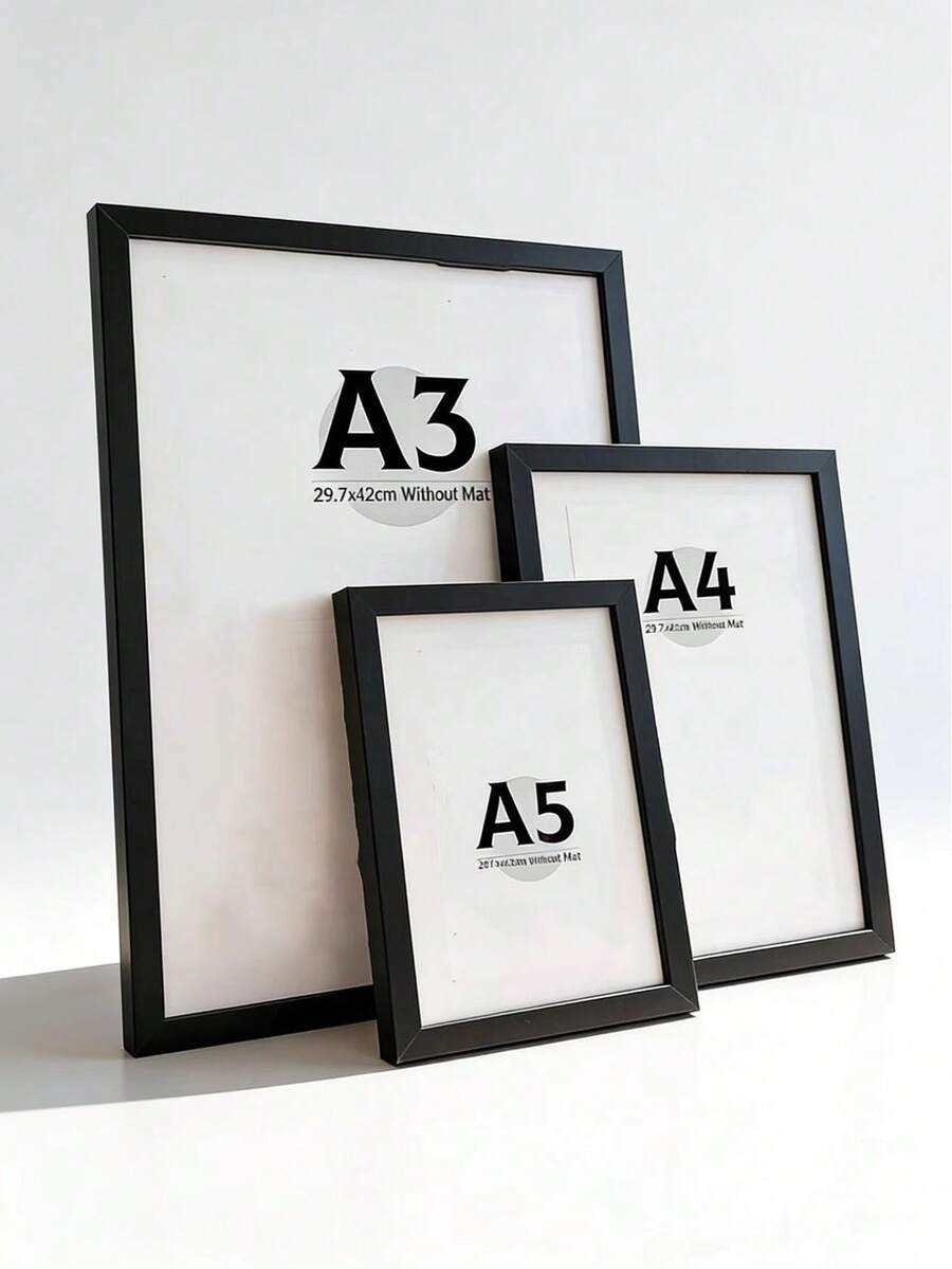 A3/A4/A5经典相框，适用于墙面/桌面，哑光黑/白/浅木纹色可选，多功能文件框，人造木材质 - 彩色 - 查看 1