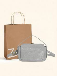 新款时尚纯色高端奢华方形手提包，欧美风女士百搭晚宴包，适合送给女朋友，日常购物、通勤、上学、单肩斜挎皆宜。 - 彩色 - 查看 2