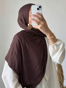 1pc Women's Jersey Hijabs, Minimalist Classic Solid Color Elegant Casual Edged Scarf, Premium Knit Modal Jersey Hijabs Scarf, Long Turban Style Headscarf Suitable For Daily Life, Outings And Gatherings,Accessories,Beach Towel - Multicolor - View 2