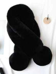 1条纯色仿毛皮围巾，蓬松加厚毛球围脖，适合日常及户外佩戴，秋冬季节适用。 - 彩色 - 查看 14