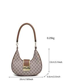Retro Fashionable Chic Niche One Shoulder Underarm Leopard Print Commuter/Gift Crescent Moon Bag - Grey - View 7