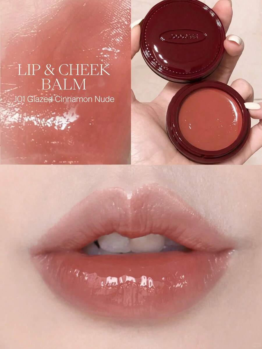 JOOCYEE Tipsy Night Glazed Lip & Cheek Balm, Limited Edition Tinted Lip & Cheek Balm, Lightweight, Skin-Friendly, Multifunctional Lip & Cheek Tint, Lip Balm, Blush Palette, Natural Everyday Makeup - #J01 Glazed cinnamon nude - 查看 1