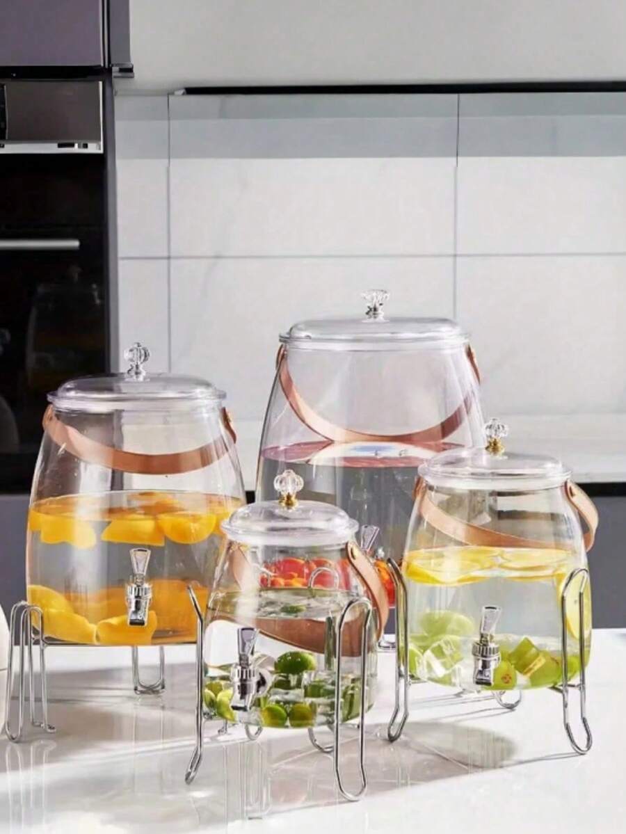 1 bình rót đồ uống, bình đựng nước lạnh, bình rót nước, bình nước ép có vòi, bình rót bia/nước ép/nước chanh tại nhà kèm đá viên [Không kèm chân đế] - Nhiều màu - Xem 1