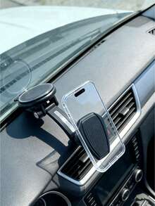 1pc Magnetic Car Phone Holder, Windshield Phone Mount, Car Phone Holder For Navigation, Compatible With Most Windshield Phone Holders, Suction Cup & Clip-On Design - A - View 2