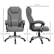 Vinsetto Office Chair, Ergonomic Computer Chair With Rocking Function, Adjustable Height, Headrest, Armrests, Grey Linen Look, 66 X 75 X 110-120 Cm For Optimal Working Comfort | Aosom.De - 灰色 - 查看 3