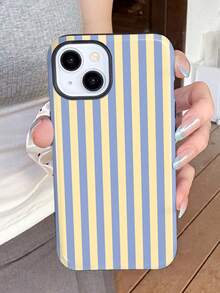 1pc Minimalist Artistic Colorful Striped Pattern Glossy 2-In-1 Film Hard Phone Case Compatible With Samsung/ 11/12/13/14/15/16/17 Pro Max, International Version,  Not The Domestic Version - Multicolor - View 2