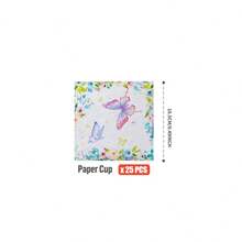 Flower Border, Butterfly & Crown Happy Birthday Disposable Plates, Napkins, Cups - One-Time Party Supplies Set For 25 Guests, Disposable Paper Plates Party Tableware Suitable For Birthday, Wedding, Theme Party, Family Picnic - Multicolor - View 9