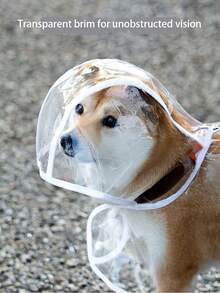 1pc Pet Raincoat - Waterproof & Windproof Pet Apparel. This Transparent Pet Raincoat Features A Wide-Brim Design That Does Not Obstruct The Pet's Vision. Available In Small Dog Waterproof & Windproof Version And Large Dog Raincoat Version. - Pink - View 6