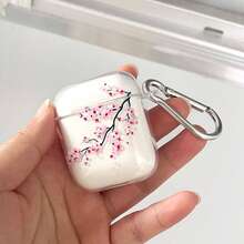 1 Set Creative & Elegant Couple Cherry Blossom Branch Protective Case For AirPods 1/2/3/4 Generation With Carabiner Hook - Multicolor - View 5
