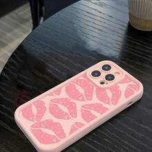 Lip Pattern Phone Case, Fashion Phone Protective Cover, Phone Accessory Compatible With IPhone 11 12 13 14 15 16 Pro Max - Pink - View 4