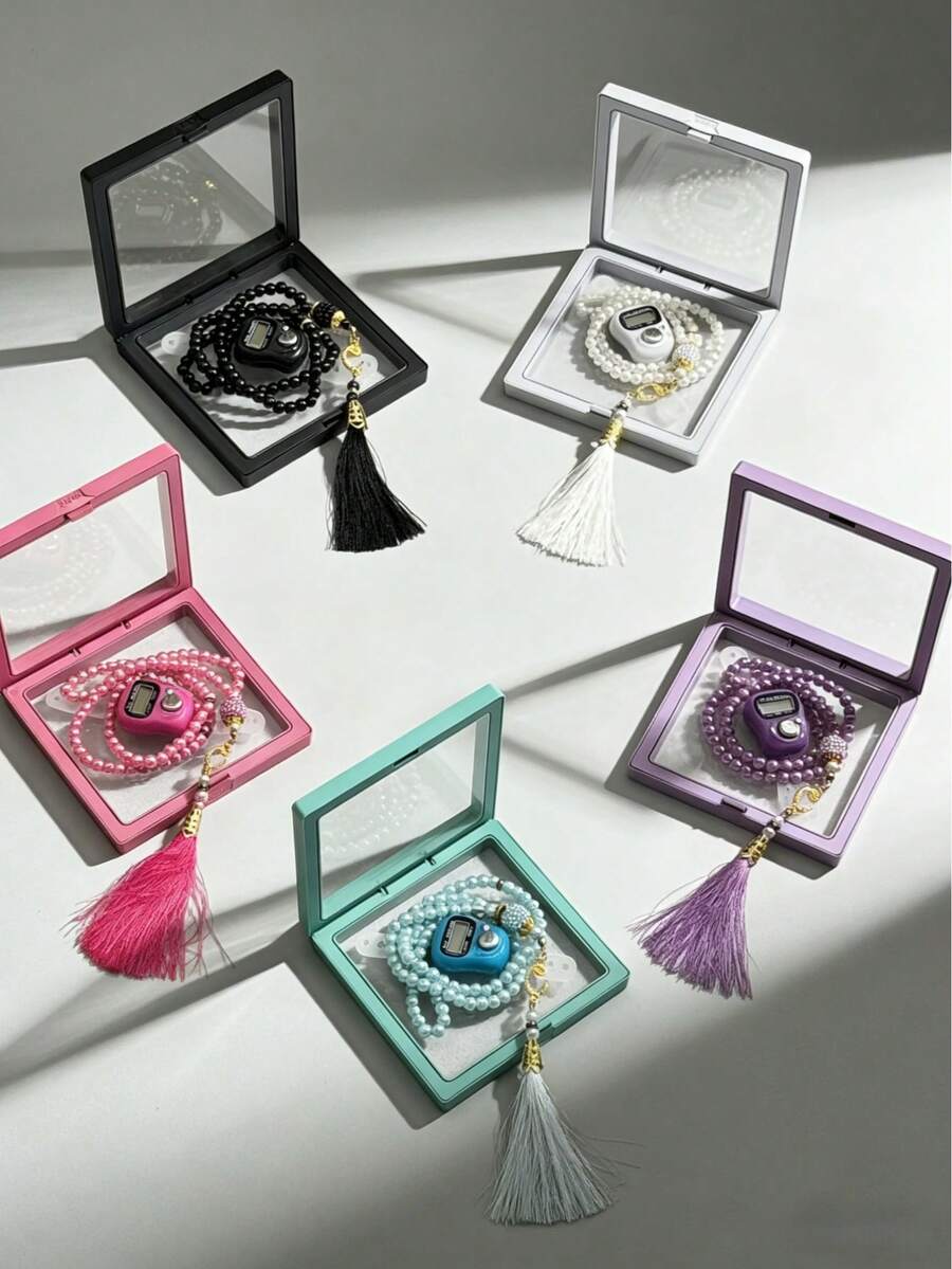 1 Set Elegant Ring Tasbih/Dhikr Counter Gift Box, Daily Prayer Counter, Essential For Ramadan - Multicolor - View 1