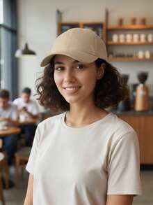 Plain Basic Adjustable Black And White Curved Brim Unisex Super Lightweight Baseball Cap For Men And Women - 米色 - 查看 4