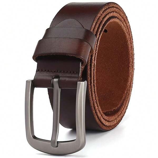 Genuine Leather Men's Belt, Vintage Minimalist Single Layer Pure Cowhide Buckle Belt, Wholesale In Stock