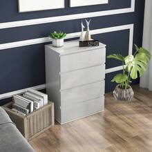 High Gloss Chest Of Drawers, Modern Storage Drawer Unit With Soft Closing Mechanism For Bedroom - White - View 1