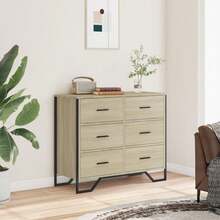 Commode VidaXL en chêne Sonoma 91 x 35,5 x 74,5 cm, fabriquée en bois d'ingénierie - Tabac - Voir 3